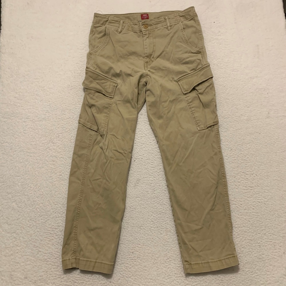 Levis XX Cargo Taper Pants Mens 32x28 Khaki Tan Utility Twill Tapered Leg